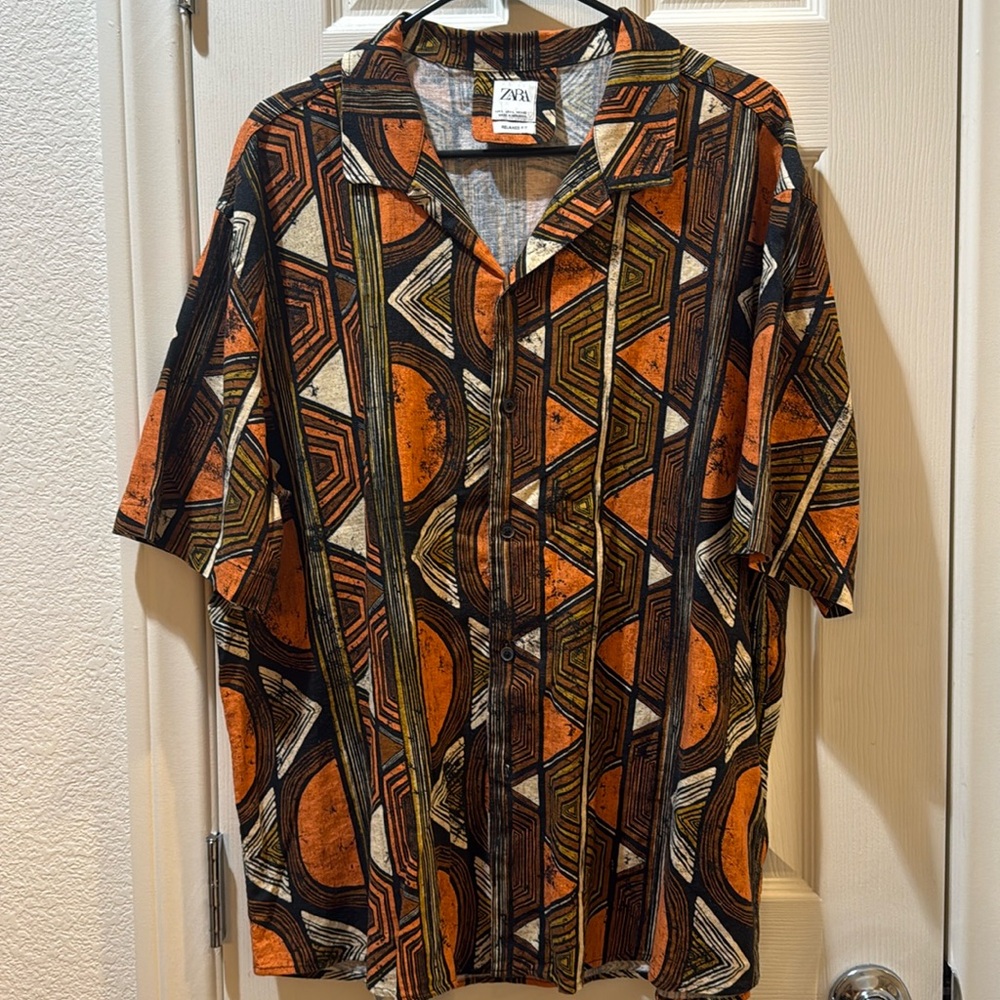 Zara Multicolor Geometric Pattern Shirt L